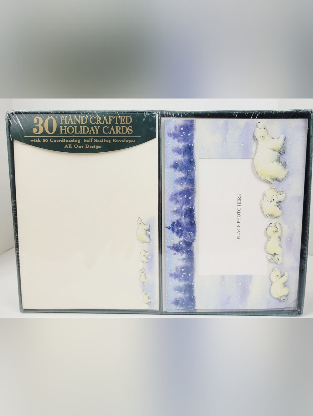 Paper Magic~30 Handcrafted Holiday Cards w/Self Sealing Envelopes Polar Bears